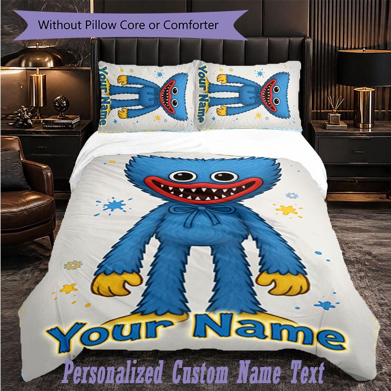 Juego de Ropa de Cama Personalizado de 3 PiezasPoppy Playtime Funda Nórdica con Texto Personalizado Juego de Fundas de Almohada Regalo para Dormitorio