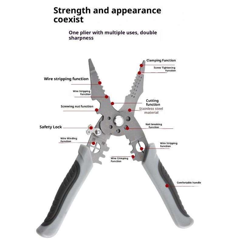 Wire Stripper Decrustation Pliers Adjustable Electrical Wire Wire Winding Pliers Non-slip Wire Stripper Crimper