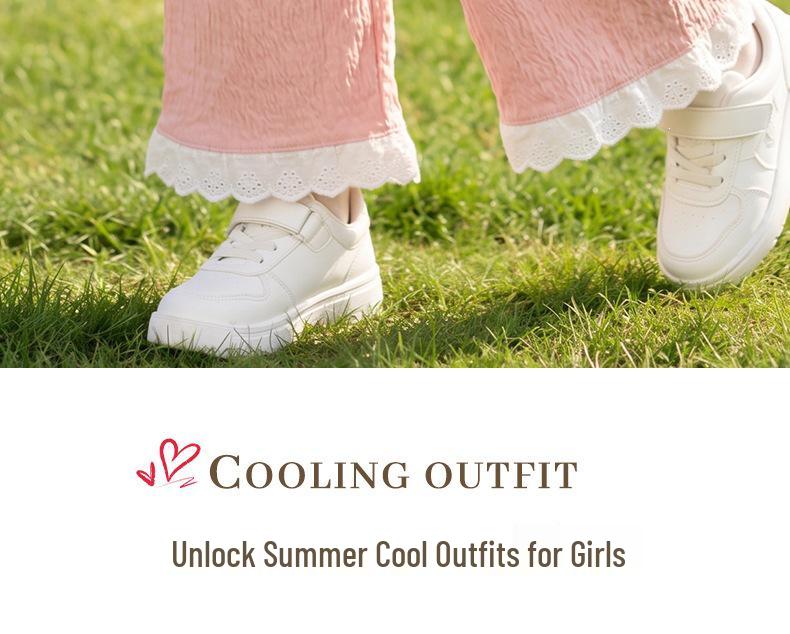 Girls' Stylish Lace Straight-Leg Pants - Casual Outerwear for Little Girls