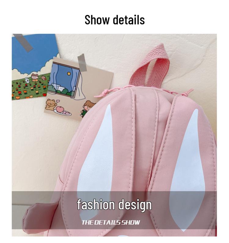 Girls' Cute Rabbit Backpack - Korean Style, Double Shoulder School Bag
