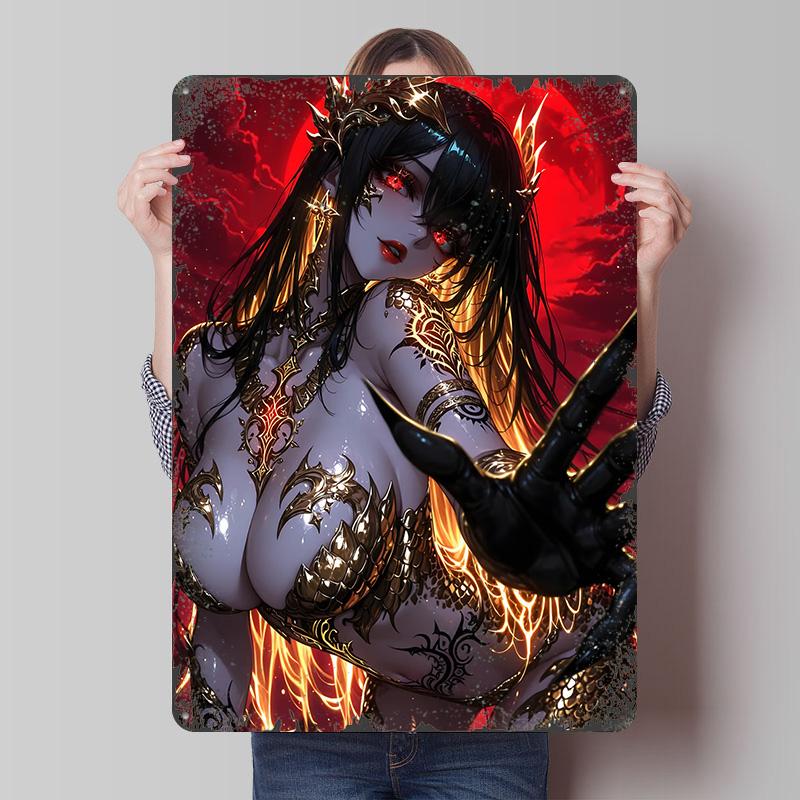 

Demon Woman With Golden Armor Poster Customized Wall Art Vintage Metal Signs Retro Tin Plaque for Man Cave Bedroom Decoration 20x30cm（7.8x11.8inch）