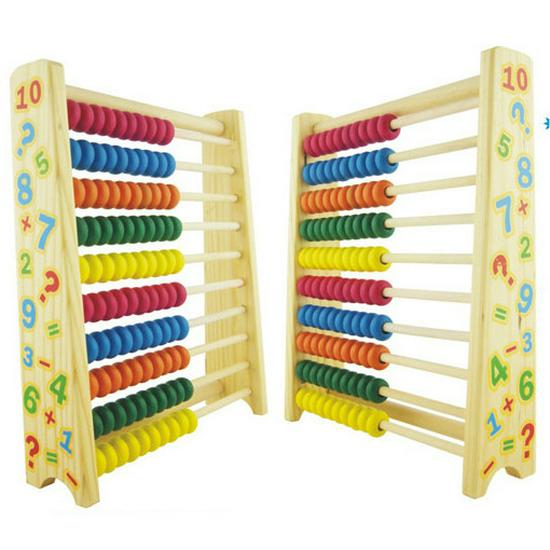 Wooden Colorful Number Abacus: Educational Toy for Kids, Ten-Row Arithmetic Learning Aid