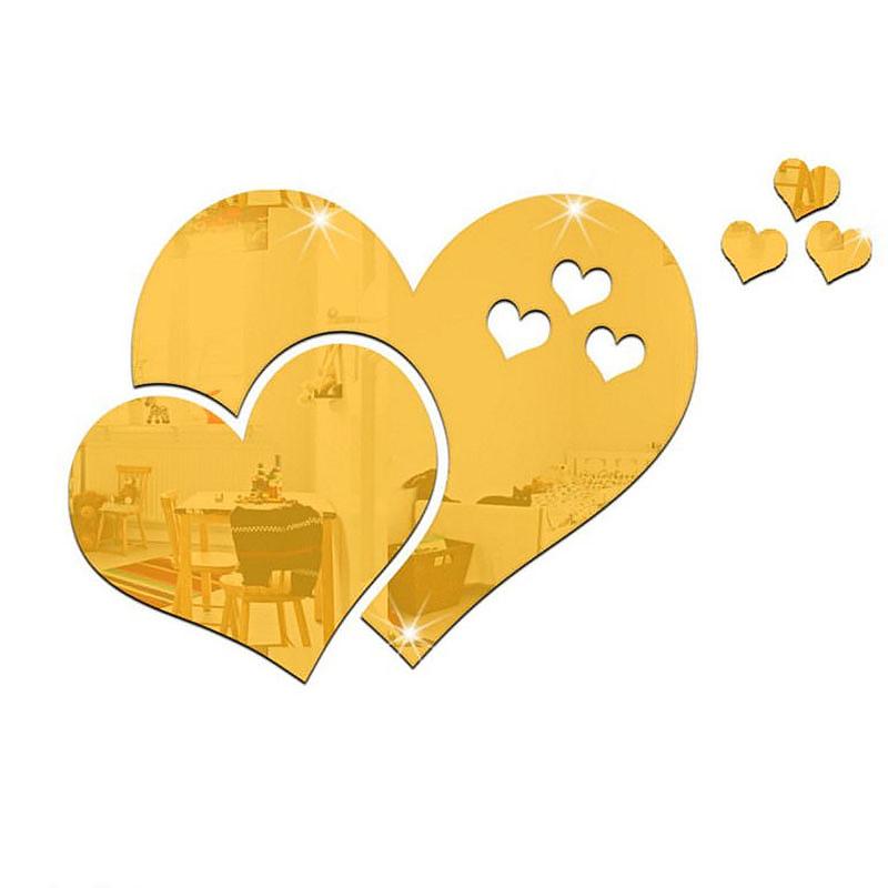 

5Pcs/Set Heart Shape Fashion Self-adhesive Creative Wall Stickers DIY Acrylic 3D Mirror Surface Decals