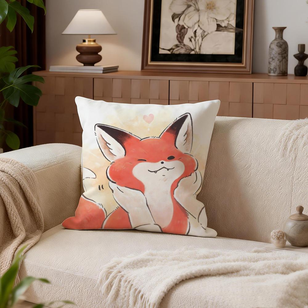 Cute Bokko Fox Cushion Cover Cushion Cover Set 4Pcs 50x50 45x45 40x40 Pillowcase Decorative Sofa Home Decor