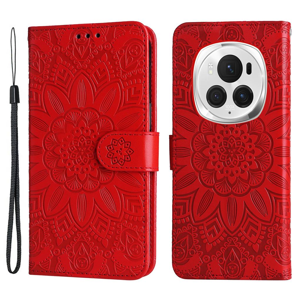 For Honor Magic6 Pro 5G Anti-Scratch Wallet Stand Phone Case Sunflower Leather Stand Mobile Phone Cover