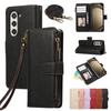 Suitable for Samsung Z Fold7 mobile phone leather case Z Fold4 multi-function zipper wallet card diagonal span portable rope