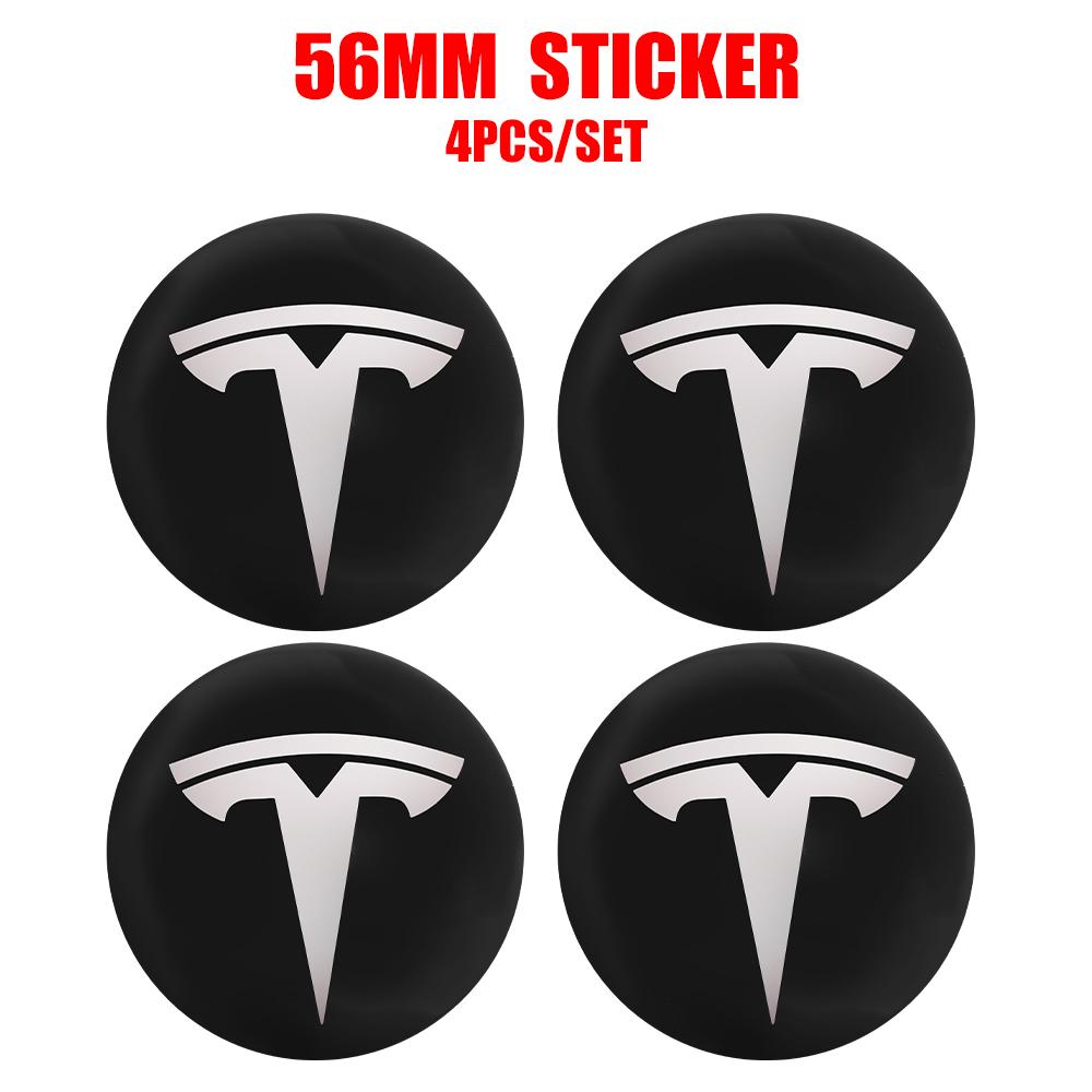4pcs 56/60mm Car Wheel Center Cover Sticker Tire Hub Cap Badge Covers For Tesla Model 3 Model S Model X Model Y Coil Accessories