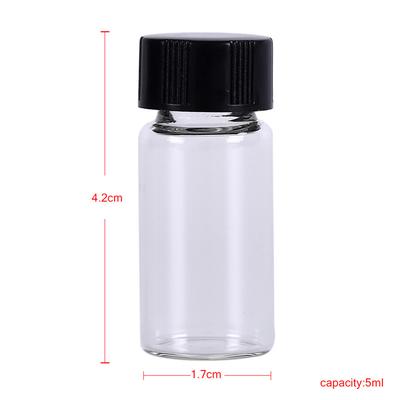 5Pcs 5Ml Small Cute Lab Glass Vials Bottles Clear Containers With Screw Cap