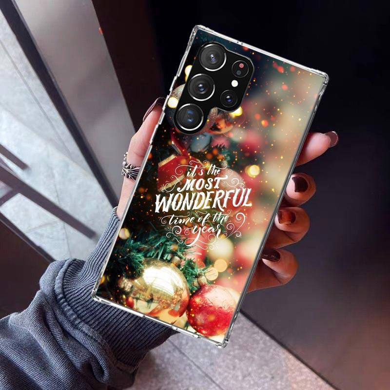 Merry Christmas Tree Snow Phone Case For Samsung Galaxy S23 S24 S25 Edge S26 Ultra S22 + S21 Plus S20 FE Cover Silicone Print Sh