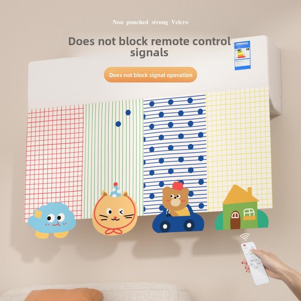 Cute Waterproof Air Conditioner Cover Washable Cat Dust-proof Cover Cartoon Air Conditioner Dust Cover Home Use