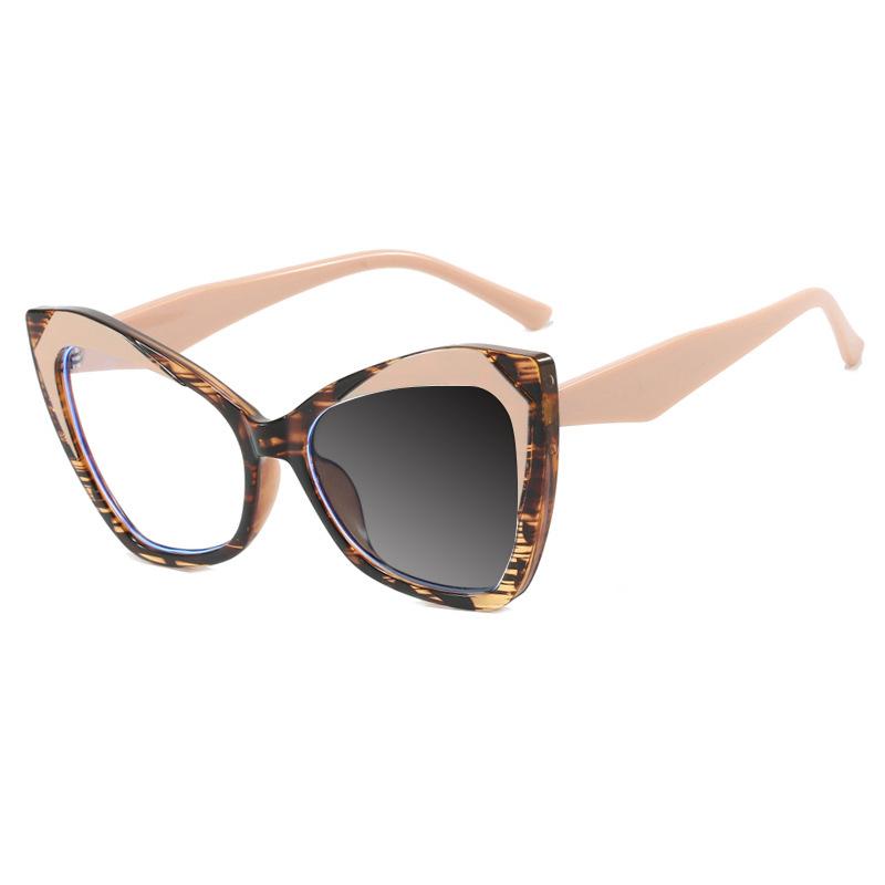Fashion Cat Eye TR90 Frame Blue Light Blocking Glasses 0 to +4 5 Degrees High Vision Large Frame