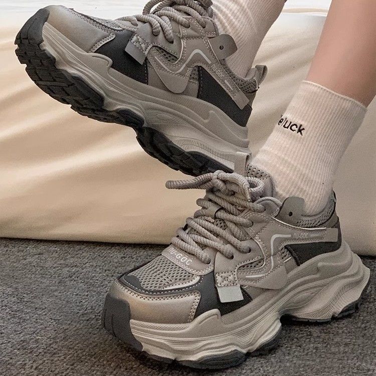 Platform Shoes Children's Autumn New Small Lightweight Casual Shoes Versatile Mesh Breathable Dad Shoes