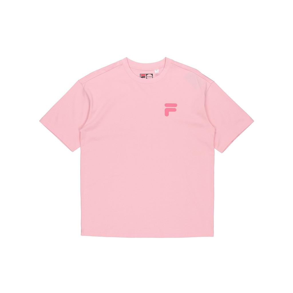 FILA Fusion Sports Lifestyle Series Casual Printed Round Neck Short Sleeve T-Shirt Unisex Tops Youth-Pink T11U126110FPK