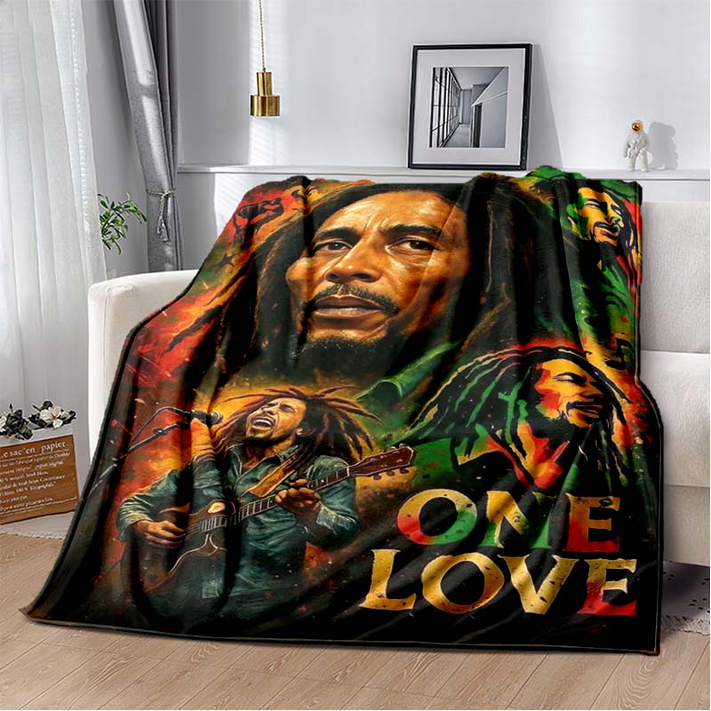 Bob Marley Album Blanket Reggae Music Jamaican Style Soft Flannel Blanket Home Sofa Bed Cover Warm Travel Christmas Gift Blanket