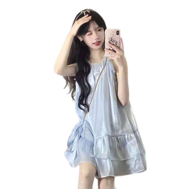 Sweet Fairy Women's Petite Slimming Halter Strap Summer Dress - High-End French Style