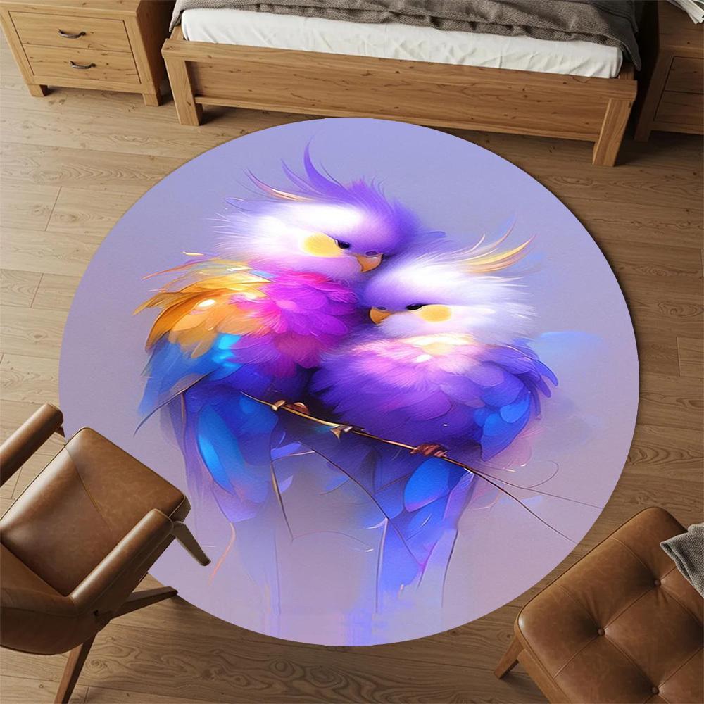 1PC Birds Fantasy Art Round Chair mat Area Rug - Non-Slip, Floor Mat for Office, Bedroom, home decor Christmas Gift c0528086