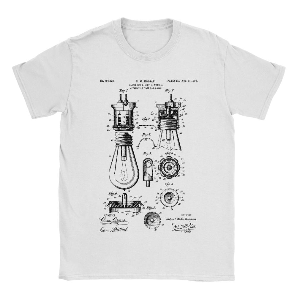 Electric Light Bulb Patent TShirt 100 Cotton Gift Short Sleeve Clothing Short Sleeve Shirt Men Women AllSeason