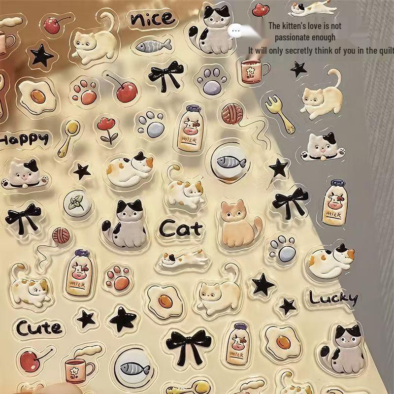 Adorable 3D Dog & Cat Cartoon Waterproof Nail Stickers