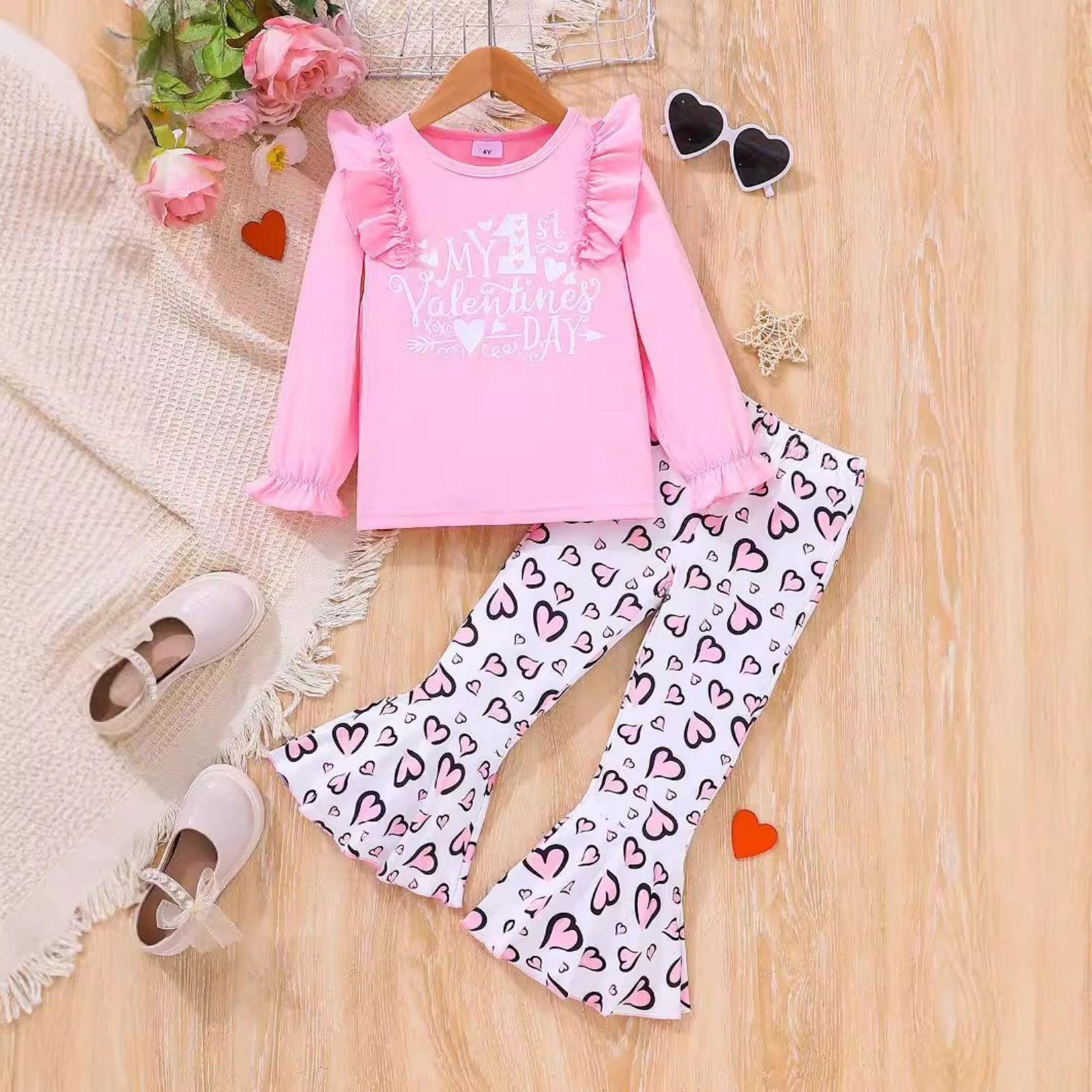 

Комплект детского топа с длинным рукавом - Повседневный, стильный и универсальный детский наряд 7Y розовый