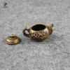 TeaPet Decoration Mini Small Plum Blossom Teapot Brass Bronze Pots Incense Burner Desk Decoration Home Decor Ornament Palm Gift