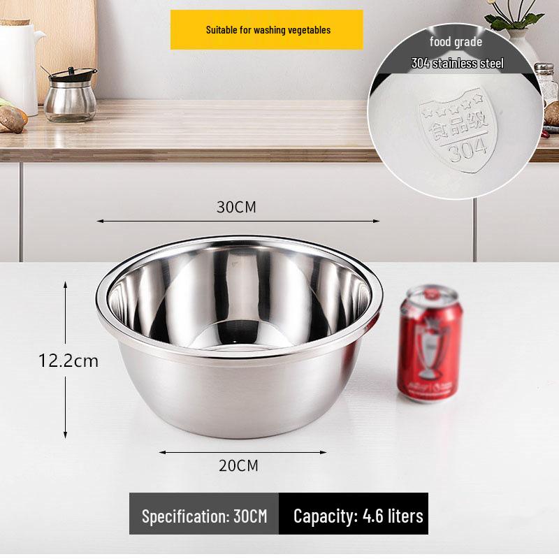Extra Thick 304 Stainless Steel Household Deep Soup and Mixing Basin