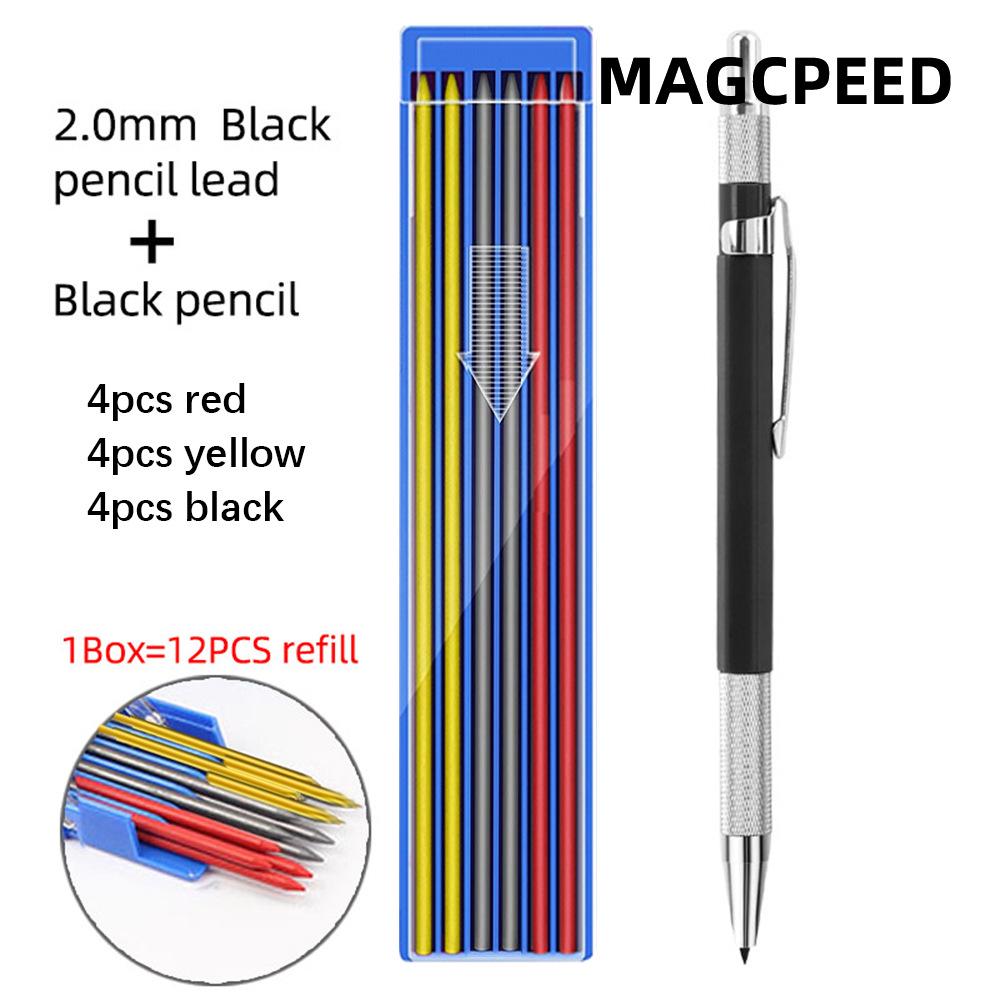 Black Tech Multi-Color 2.0mm Automatic Graphite Pencil with Replaceable Lead - No Sharpening Needed, Ideal for Drawing & Engineering