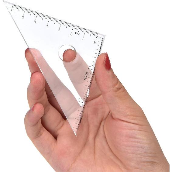 Coopay 4 Pieces Math Geometry Tool Set Includes Plastic Clear Ruler, Protractor, Triangle for School Office Home Supplies (6 inch)