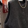 Women Sweater Vests Casual Loose Basics Solid Buttons Knitwear Sleeveless Female Bottom Sweater Vintage Simple Simple Tank