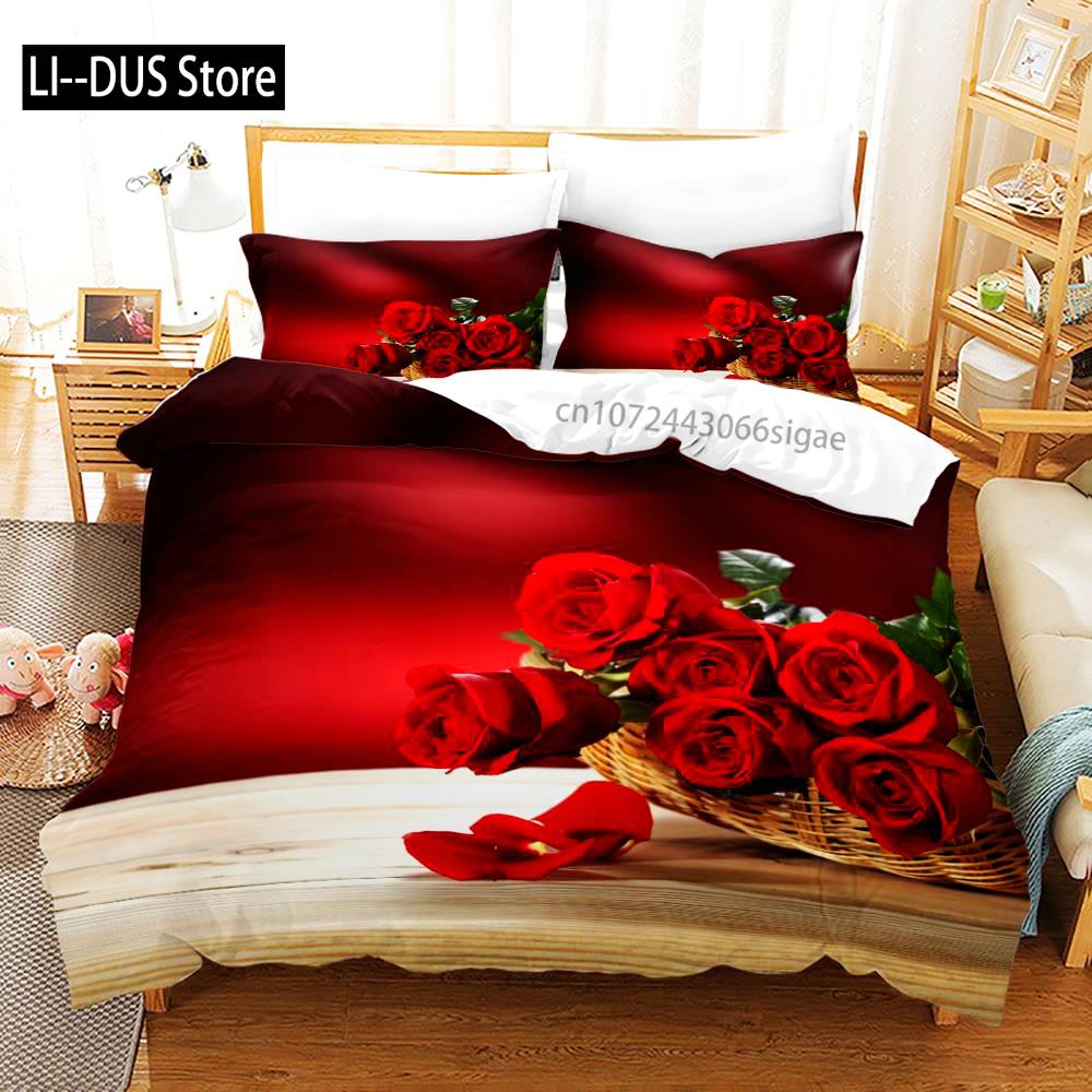 Floral Bedding Set 3D Printed Spring Fragrant Flowers Skin-Friendly King Queen Size Duvet Cover Set With Pillowcase For Girls