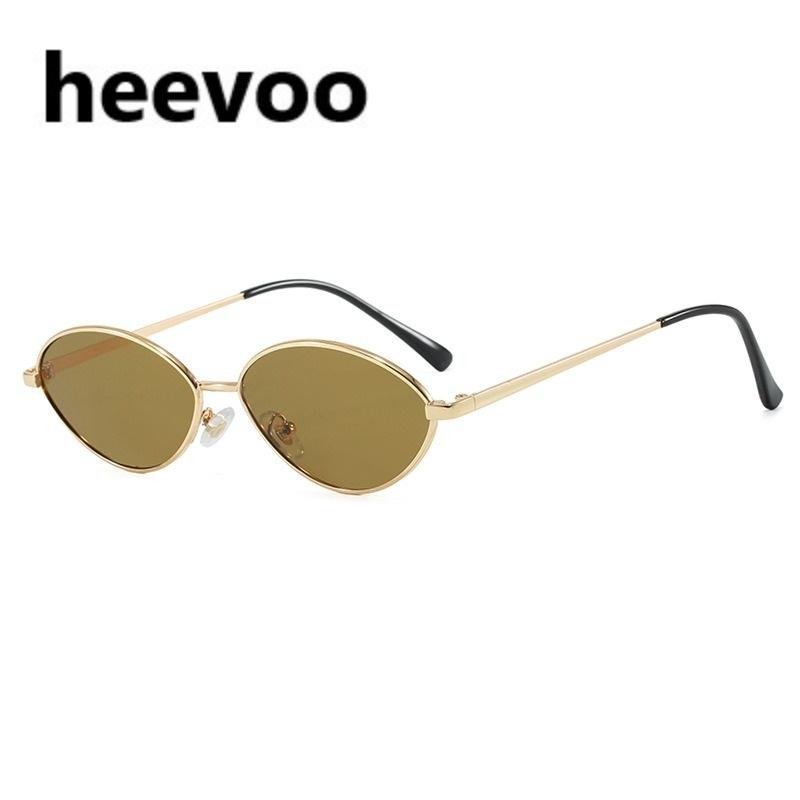 Luxury Metal Small Sunglasses For Men And Women Unisex Brand Designer Fashion Sun Glasses Oval Stylish Eyewear Shades