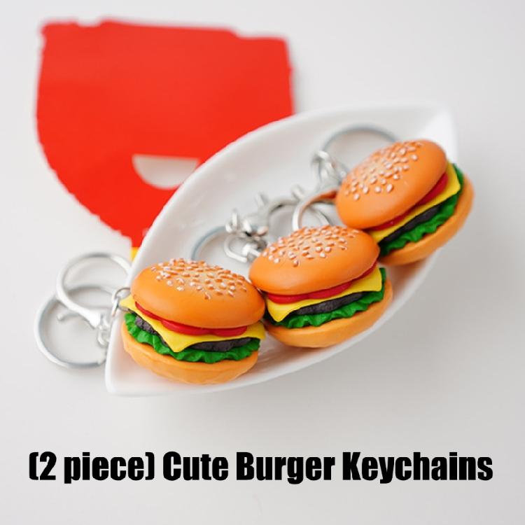 2 Pezzi Portachiavi Divertenti a Forma di Hamburger con Robusta Costruzione Metallica per Aggiungere Chiavi e come Regalo Creativo