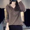 Spring & Autumn Wool Hoodie: Casual, Lazy-Style Knitted Sweater, Slimming Button-Up, Versatile for Women