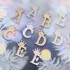 Fashion Crown 26 Initial Letters A To Z Rhinestone Brooches For Women Coat Dress Lapel Collar Pin Jewelry Accessries