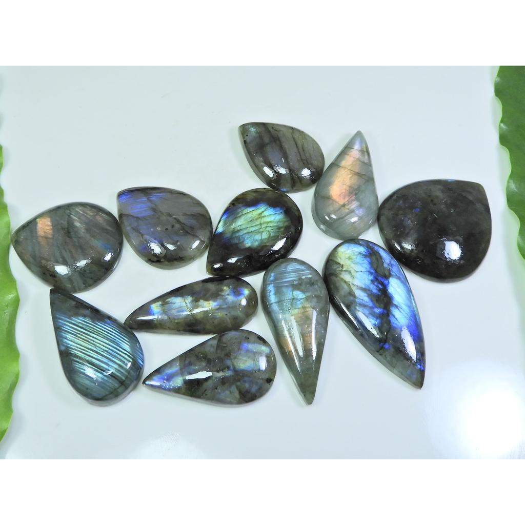 22X30-31X38MM Natural Multi Labradorite Pear Cabochon Loose Gemstone 11Pcs LL-959
