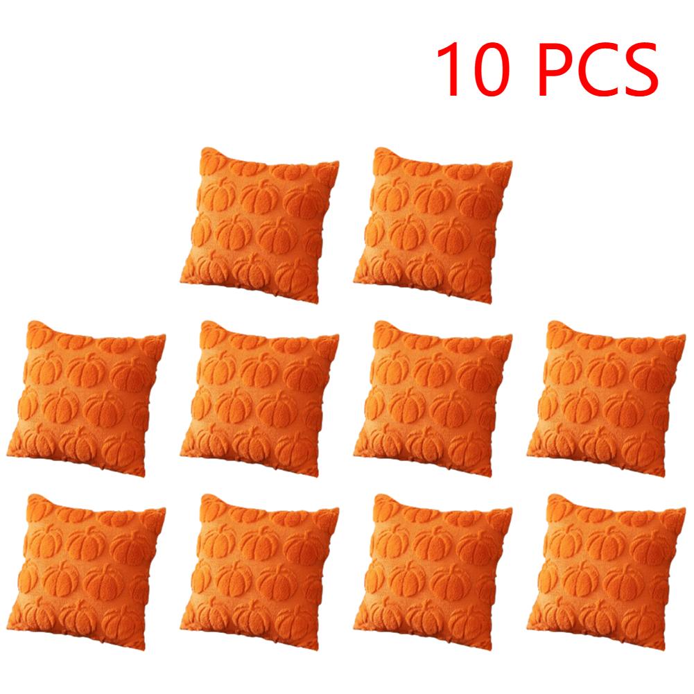 1-10Pcs 45x45CM Pumpkin Fall Decorative Throw Pillow Covers Soft Autumn Plush Accent Couch Cushion Cases for Halloween Decor