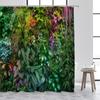 Green Leaves Shower Curtains Tropical Leaf Garden Vine Plant Wall Hanging Fabric Home Bathroom Decor Bath Curtain Set with Hooks