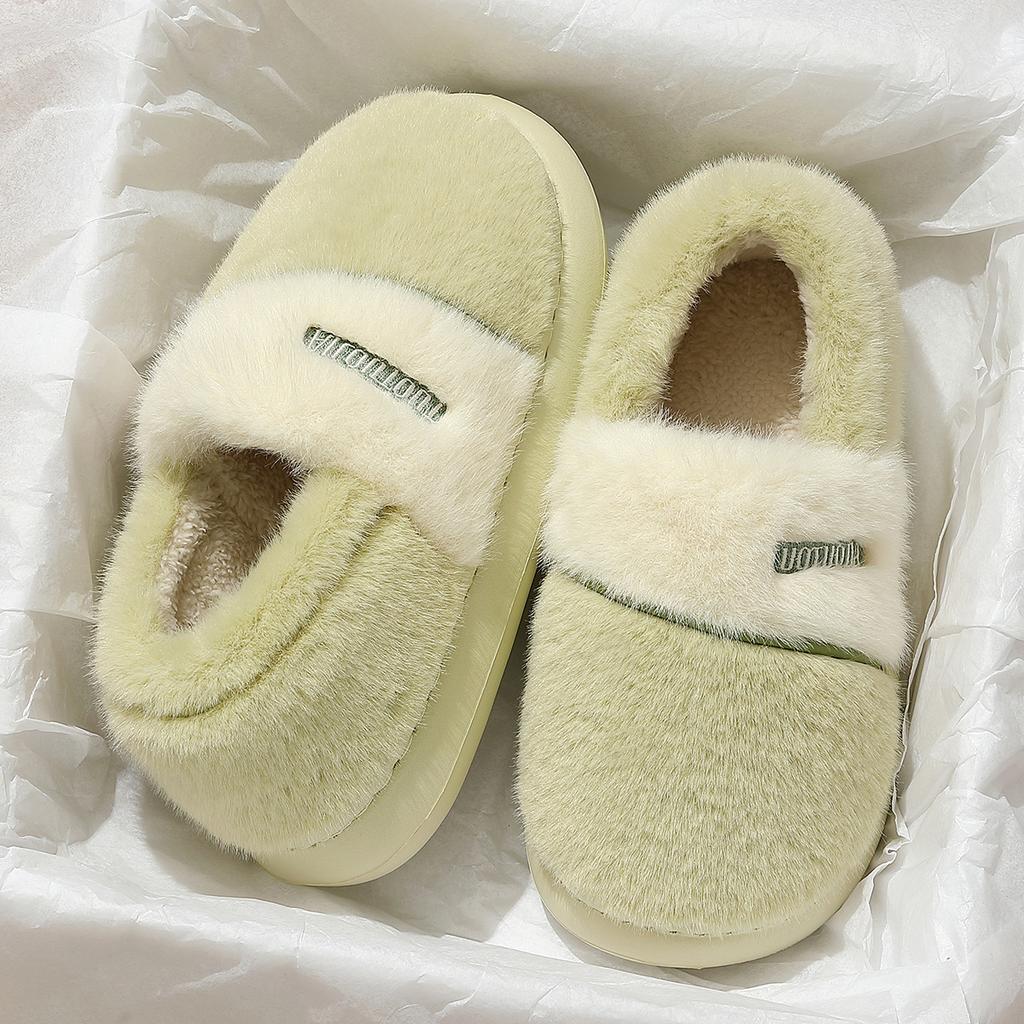 Chaussons en coton à talon sac automne et hiver chaleur intérieure maison antidérapant peluche confinement chaussures en coton antidérapant mise à niveau
