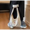 Plaid Shoulder Tote Bag With Cute Bow Decor Large Capacity For Daily Shopping School Commute