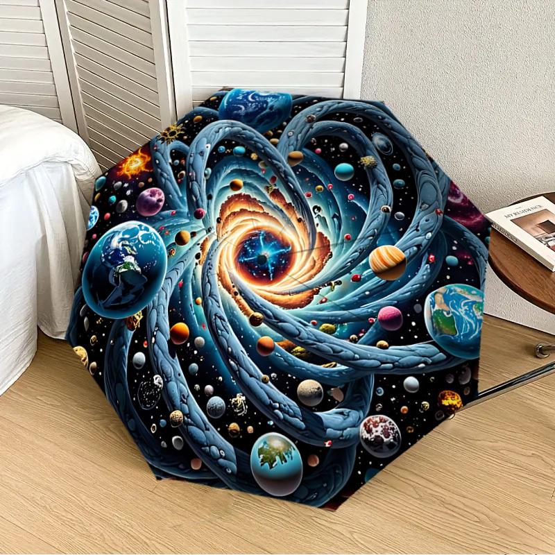 

1PC Cosmic Spiral Automatic 8-Bone Folding Umbrella - Durable Polyester & Iron Frame,Userfriendly Operation yy250929143