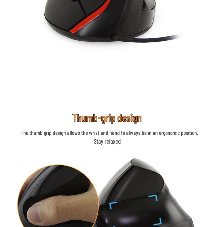 Ergonomic Vertical Wired 2.4G USB Mouse
