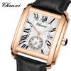 CHENXI 8216 Elegant Men's Quartz Watch Classic Square Dial Calendar Waterproof Leather Strap Casual Business Watches for Man