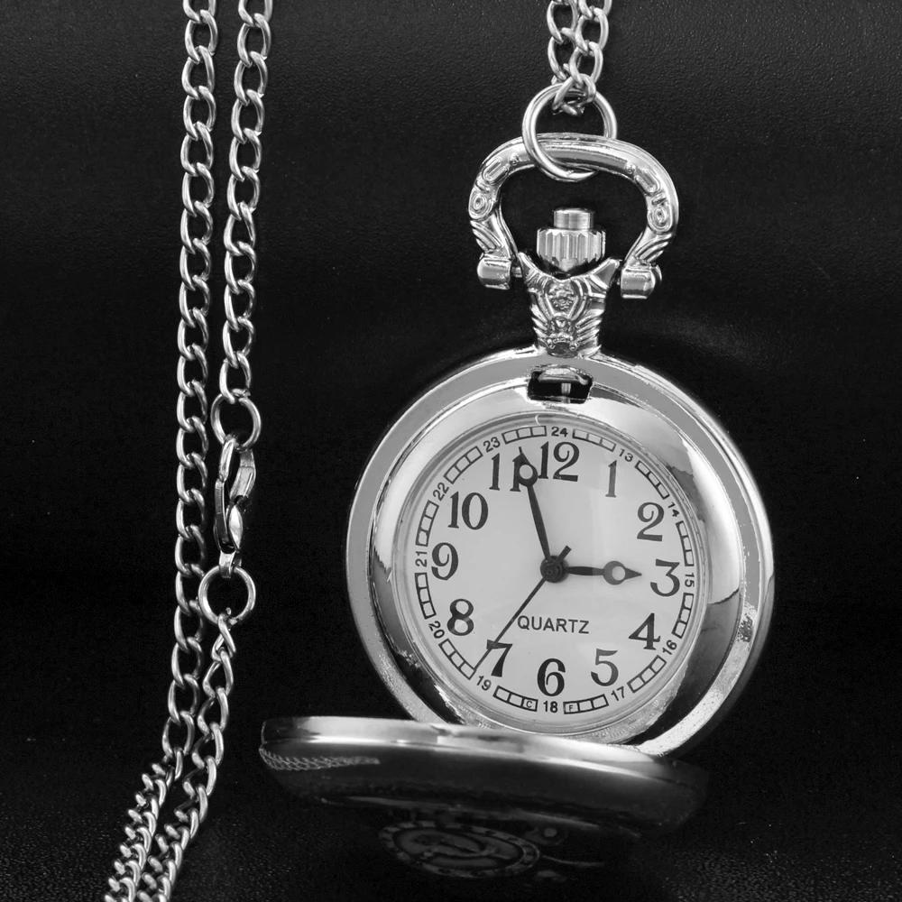 Famous Cartoon Glass Dome Pocket Watch with Chain Necklace Vintage Quartz Pendant Watches Mens Women Gift
