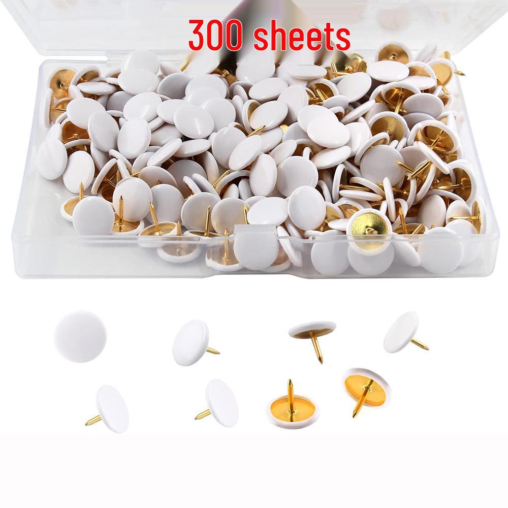 

300-Pack White Plastic Push Pins Thumbtacks for Cork Boards and Photo Walls 50 pieces per box