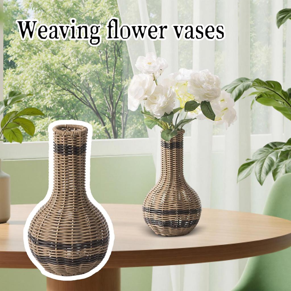 Imiterad rottingvävd blomvas, heminredning vasprydnad