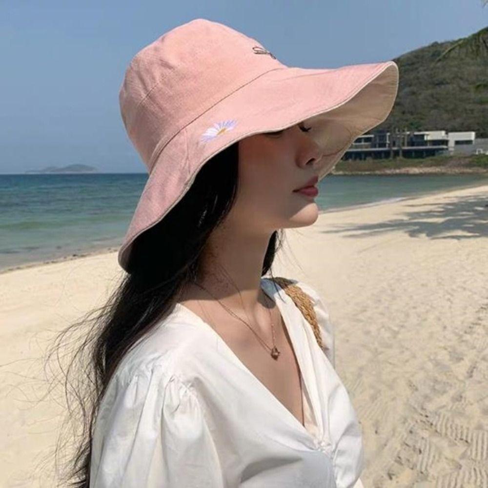 Cotton Fisherman Hat Reversible Beach Sun Cap Portable Panama Hat Summer