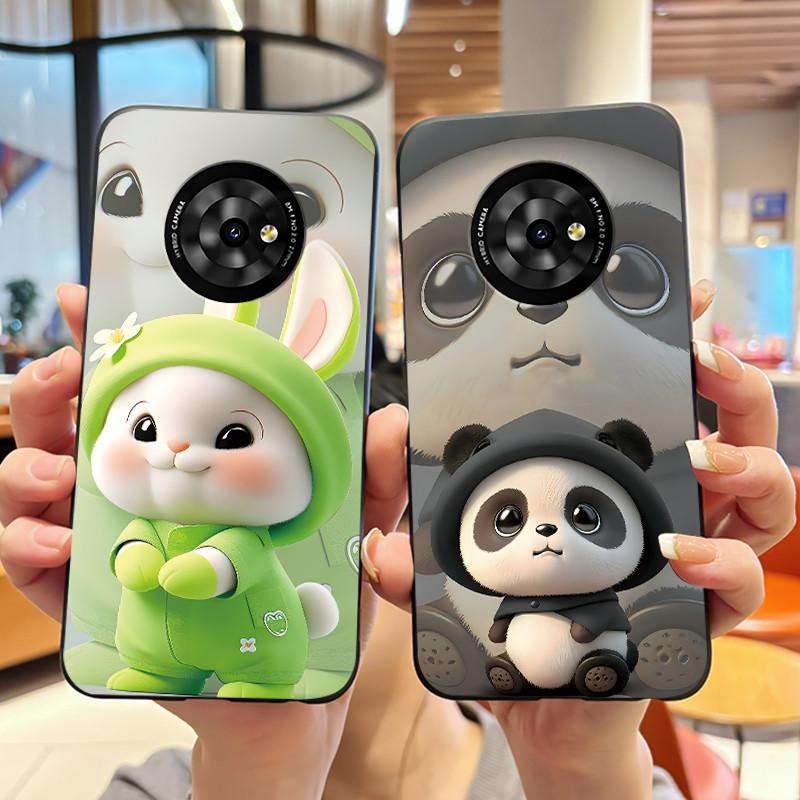 New Unique Cartoon Design Soft Silicone Black Casing For TCL Suixuetang M1 Fluffy Kitten Pattern Shockproof Protective Cover
