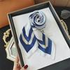 Summer 2023 Blue & White Silk Scarf: Elegant & Versatile 70cm Square Scarf for Women
