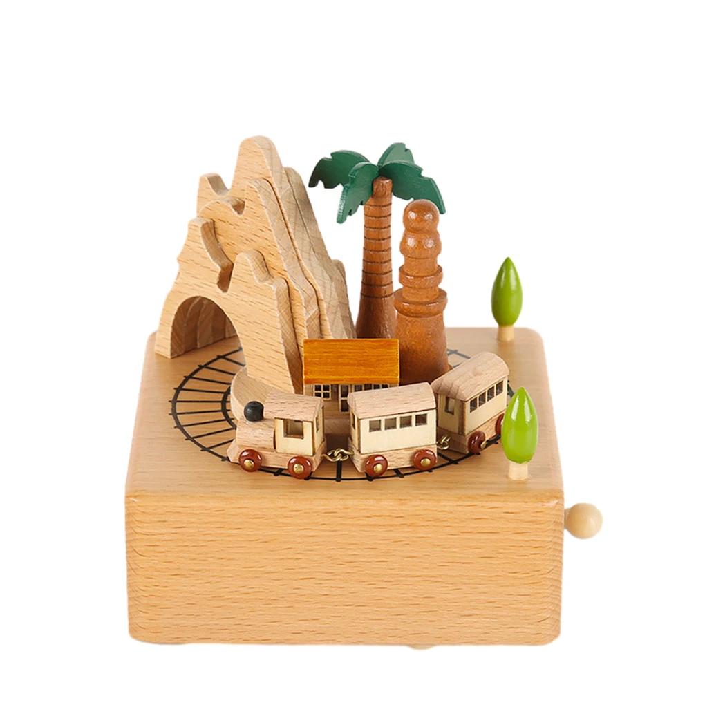 Dřevěný kolotoč, hudební skříňka, ozdoby, otočná, ručně poháněná hudební skříňka, DIY, ručně vyrobený, dárek k narozeninám, Vánocům, dětské hračky