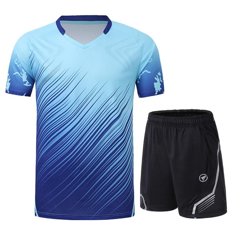 Unisex Badminton Sport Set Short Sleeve Top Shorts Men Women Kids Athletic Wear
