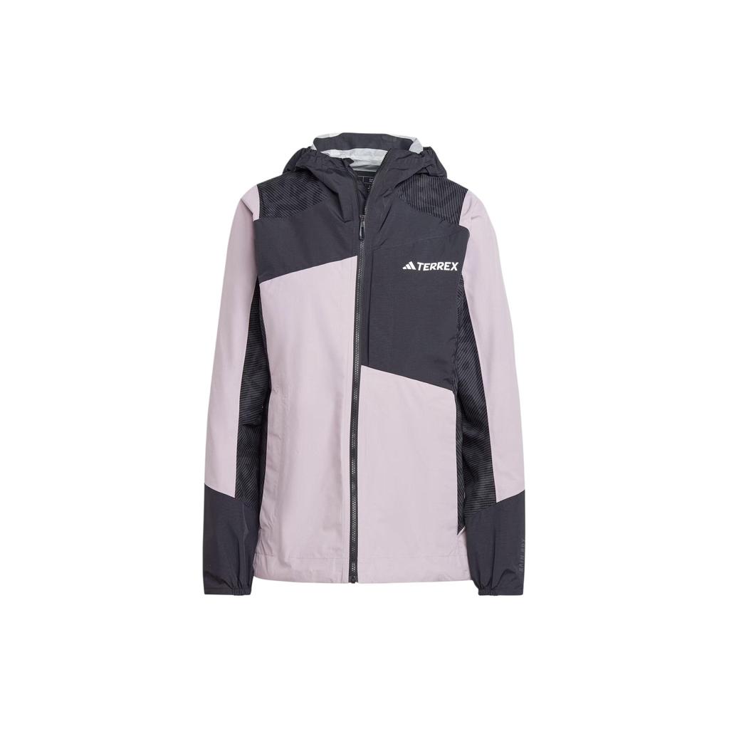 adidas Colorblock Outdoor Sport Kapuzen-Regenjacke Damenjacke Grau Lila IP1495